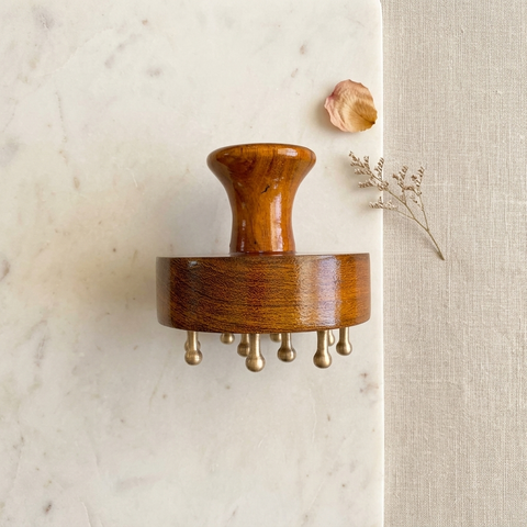 Kansa Scalp Massager with Wooden Handle