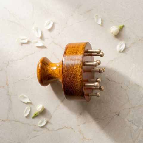 Kansa Scalp Massager with Wooden Handle