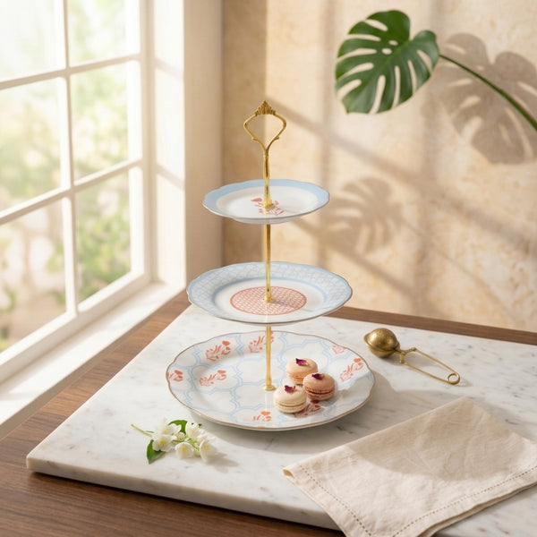 Azure Bloom 3-Tier Tiered Cake Stand | Aurevaa
