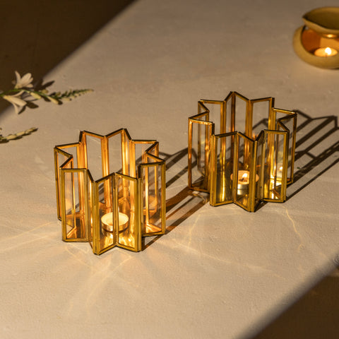 The Golden Star Votives in yellow light