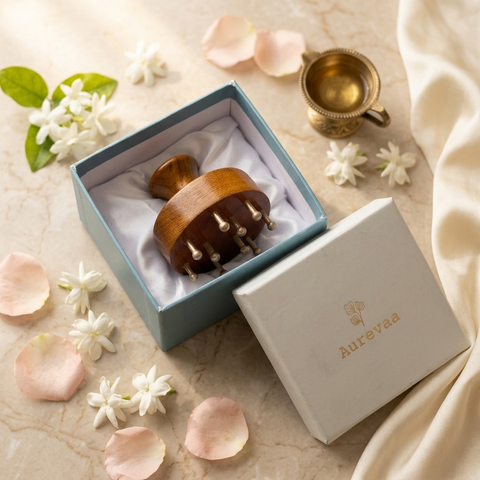 Kansa Scalp Massager with Wooden Handle