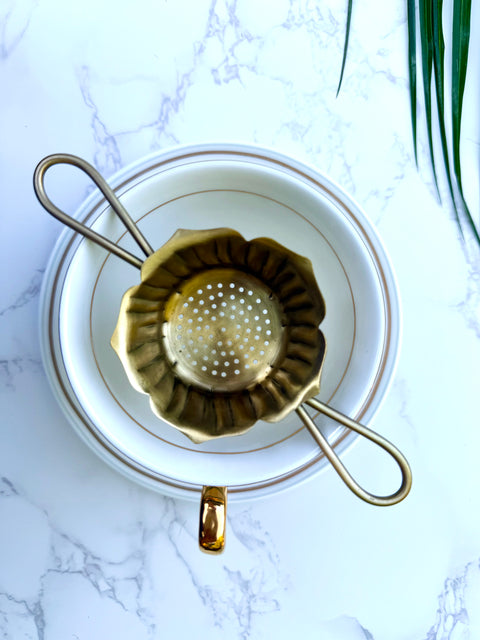 Brass Bloom Tea Strainer