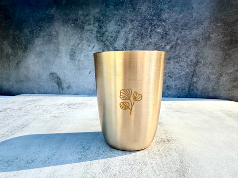 Kansa engraved cup set – 2 handcrafted Ayurvedic cups single
