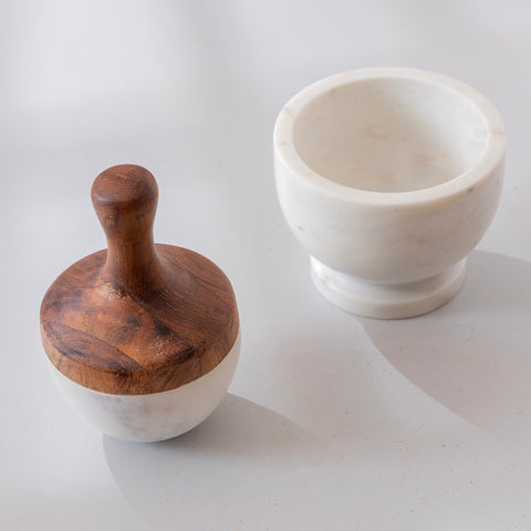 Marble mortar & pestle set kept seperately