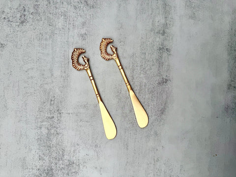 Peacock Brass Butter Knife Set – 2 Pieces front