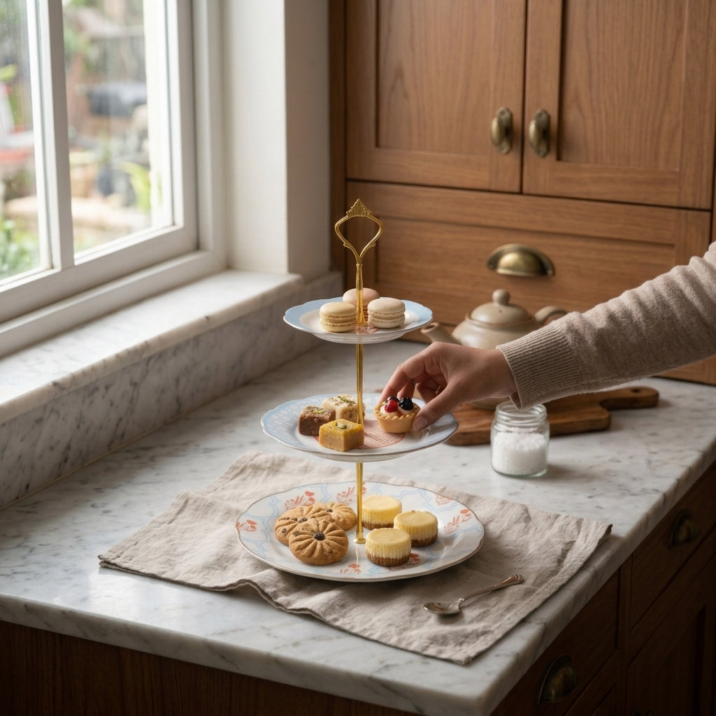 Azure Bloom Ceramic Cake Stand – Aurevaa