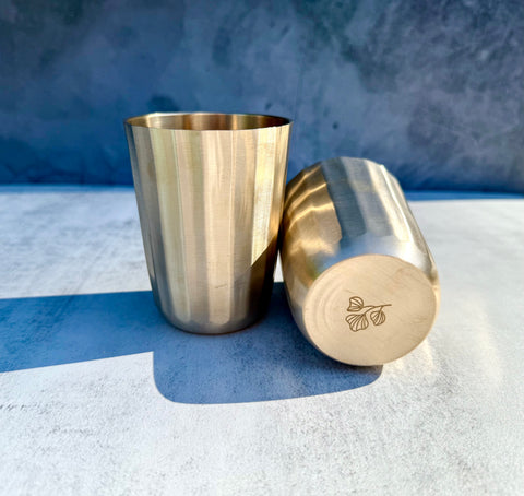 Single Kansa cup – handcrafted Ayurvedic bell metal water cup set of 2 side by side