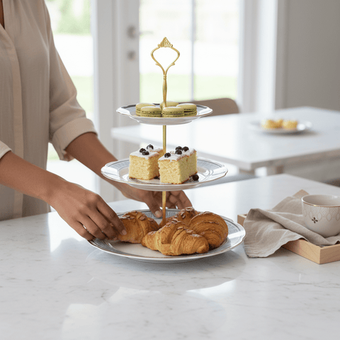 Aegean Blue Ceramic Cake Stand - Aurevaa