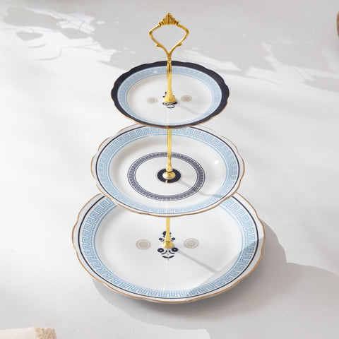 Aegean Blue Ceramic Cake Stand - Aurevaa