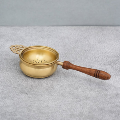 Brass Tea Strainer with Wooden Handle - Aurevaa