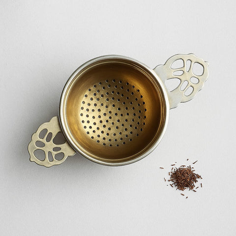 Lotus Pour Brass Tea Strainer Set