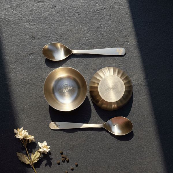 Aurevaa Kansa fluted bowl set — handcrafted bronze bell metal housewarming gift