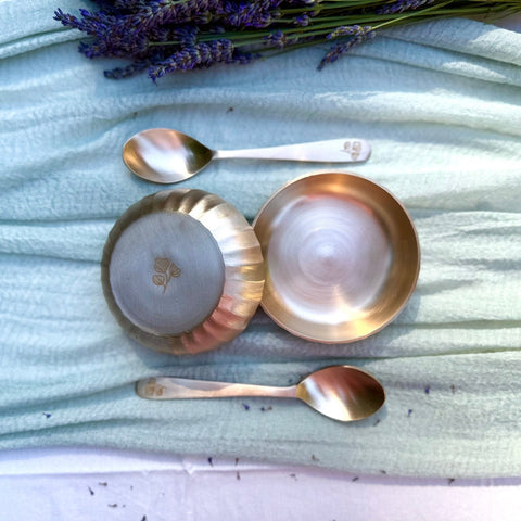 Kansa fluted Dessert Bowl Set - Aurevaa