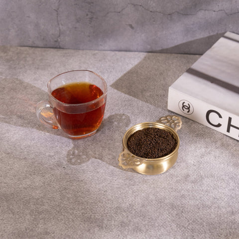 Lotus Pour Brass Tea Strainer Set - Aurevaa